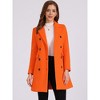 Allegra K Women's Elegant Notched Lapel Double Breasted Long Sleeve Winter Overcoat - 2 of 4