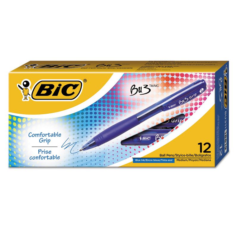 Bic BU3 Retractable Ballpoint Pen Bold 1.0mm Blue Dozen BU311BE, 2 of 6