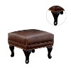 Simple Relax Leatherette Square Ottoman with Nailhead Trim in Rustic Brown - 4 of 4