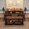 Dining Table Set for 4, Kitchen Table and 2 Chairs with Storage Bench - 3 of 4