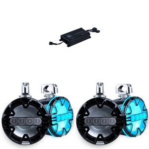Memphis Audio ( 2 Pair ) MM104TB Black 10" Tower Speakers Including Clamps and MX800.4 Marine Amplifier Bundle - 1 of 4