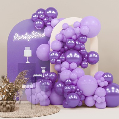 PartyWoo Balloons Purple Lilac Metallic 18 12 10 5 Inch 142 pcs