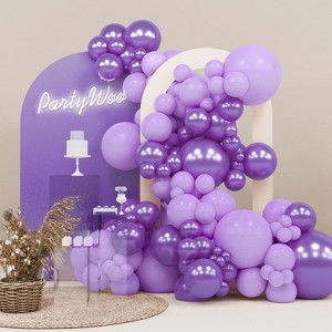 PartyWoo Balloons Purple Lilac Metallic 18 12 10 5 Inch 142 pcs - 1 of 4