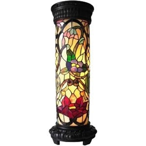 Chloe Lighting Roselle Tiffany-Glass 2 Light Floral Pedestal Light Fixture 30"Tall - 1 of 4