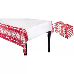 Juvale 6 Pack Reindeer Plastic Tablecloth for Holiday and Christmas Party (54 x 108 in)