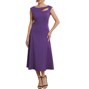 INSPIRE CHIC Women's Formal Eyelet Sleeveless Cut Out Front Flared Casual A-Line Midi Dresses - 1 of 4