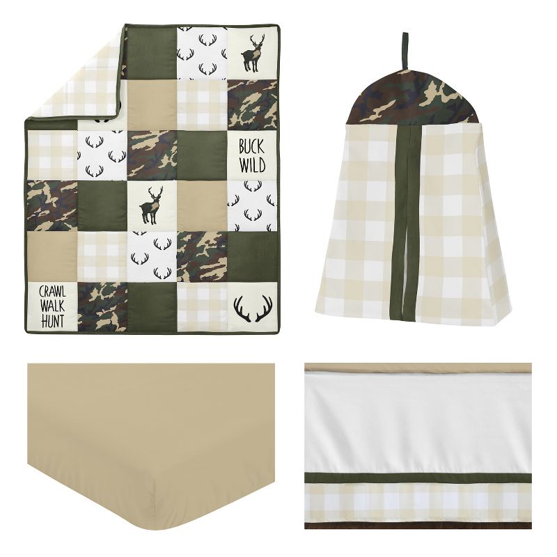 Sweet Jojo Designs Boy Baby Crib Bedding Set - Woodland Camo Green, Beige and Black 4pc, 3 of 8