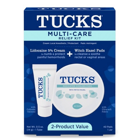 Tucks Multi-care Relief Kit Witch Hazel Pads - 40ct & Lidocaine Cream -  0.5oz : Target