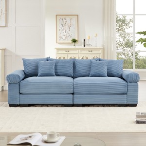 Aukfa Oversized 92" Modular Corduroy 2-Seater Sofa Set - Reversible Sectional Couch with Ottoman, Fabric Upholstery for Living Room - 1 of 4