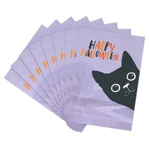 8ct Halloween Cards Black Cat - 1 of 4