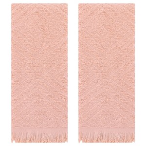 REGALWOVEN Bathroom Cotton Soft and Absorbent Geometric Decorative Hand Towel 13" x 29" 2 Pcs - 1 of 4