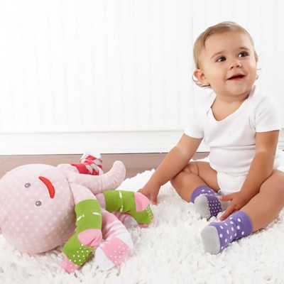 Image of Baby Aspen "Mrs. Sock T. Pus" Plush Plus Octopus with 4 Pairs of Socks (Pink) | BA15004PK