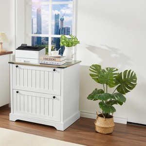 2 Drawer File Cabinet, 30" Wood Lateral Filing Cabinet w/File Folders for A4/Letter/Legal Size, Rustic Storage Cabinet Storage for Home Office - 1 of 4