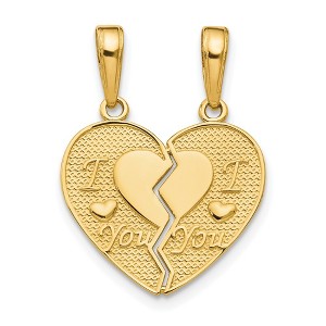 Black Bow Jewelry 14k Yellow Gold I Love You Heart Set of 2 Charm or Pendants, 17mm - 1 of 4