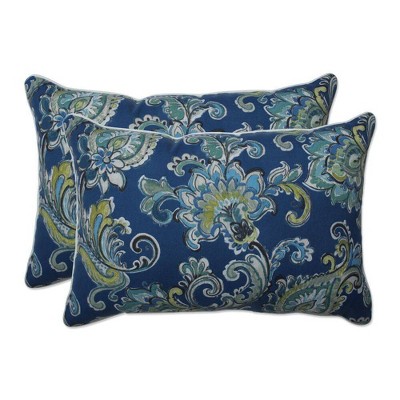 2pc Outdoor/Indoor Oversized Rectangular Throw Pillow Set Sconset Pacific Blue - Pillow Perfect