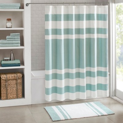 100% Cotton Stripe Print Reversible Indoor Bath Rug, Simple Spa Look Soft & Absorbent Bath Rug for Year Round Use