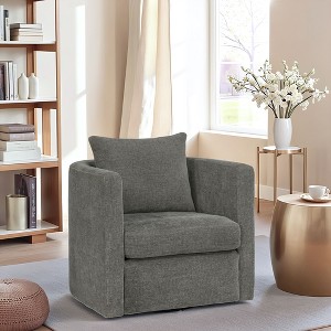 GDFStudio Annabelle Modern 32" Ultra Soft Performance Fabric Upholstered Swivel Barrel Chair - 1 of 4