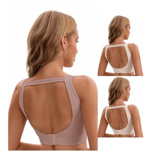 INSPIRE CHIC Women's 3 Pcs Open Back Workout Tank with Built-in Bras Contrast Color Crop Sports Vest - 1 of 4