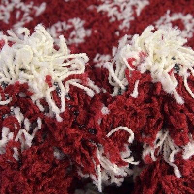 Red and Ivory Square Trellis Shag Area Rug