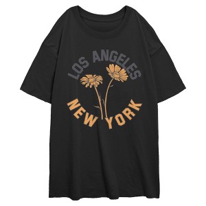 Junior's Lost Gods Los Angeles New York Daisies Oversized T-Shirt - 1 of 2