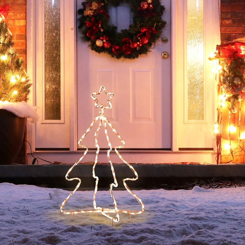 Outsunny 30" Outdoor LED Christmas Tree Rope Lights, LED Outdoor Christmas Decoration with Ground Stakes, 2 of 10