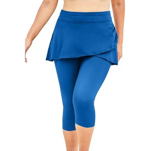 Swim 365 Women's Plus Size Skirted Swim Capri Pant - 1 of 4