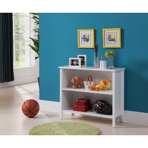 Kings Brand Furniture - 2-Shelf Wooden Bookcase Bookshelf Display Storage and Organizer, White - 1 of 4