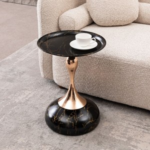 Okak Outdoor Side Table Mermaid Tail Patio Accent Indoor End Plant Metal Coffee Drink Cocktail Table for Yard Garden Living Room Corners, Black - 1 of 4