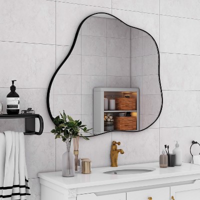 Wooakway 31.5"H 29.5"W Metal Accent Mirror Novelty Wall Mirror Asymmetrical Bathroom/Vanity Mirror