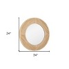 HomeRoots 34" Brown Rattan Round Accent Mirror - 3 of 4