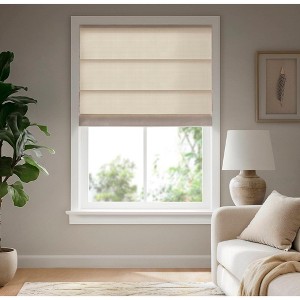 Dsvimoy Curtain Panel Galen Matte Fabric Cordless Roman Shade for Contemporary Interiors, Off-White, 5.62"*9.25"*8.07" - 1 of 4