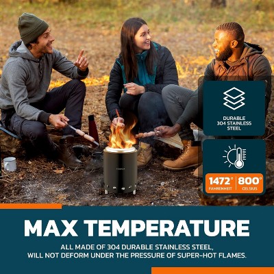 Modern Black Stainless Steel Wood-Burning Fire Pit Stove