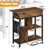 End Table with Charging Station, Narrow Side Table Nightstand with Outlets USB Ports and Storage - 4 of 4