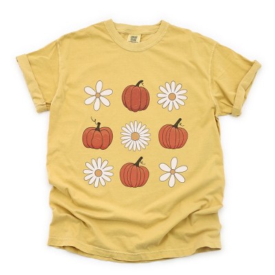 Simply Sage Market Pumpkin Daises Checkered Garment Dyed Tee
