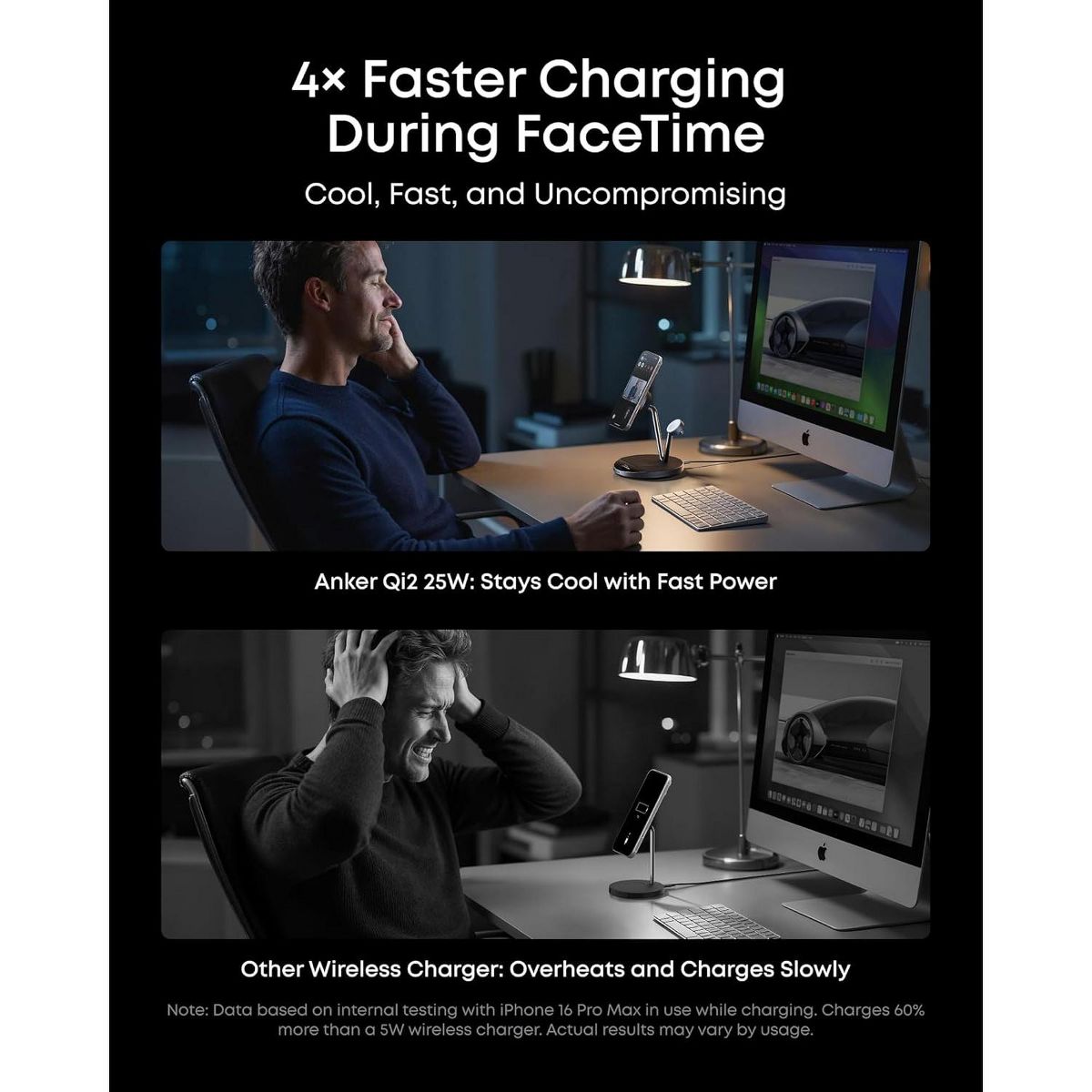 Anker Prime 3-in-1 Charging Station, Qi2.2-Certified 25W Wireless Charger Dock Stand, MagSafe Compatible, Smart Display - thumbnail 4