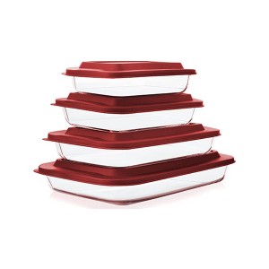 Apex Vanguards 8-Piece Red Deep Glass Rectangular Containers - 1 of 3