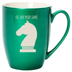 100 North Chess Knight 10 Ounce Emerald Green Metallic Finish, Comfortably Fits Your Hands, New Bone China Coffee Tea Cup Mug, Ok, One More Game - 1 of 1