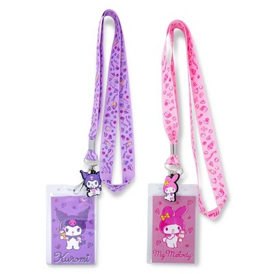 Sanrio My Melody and Kuromi Lanyards with ID Badge Holders and Charms Set of 2