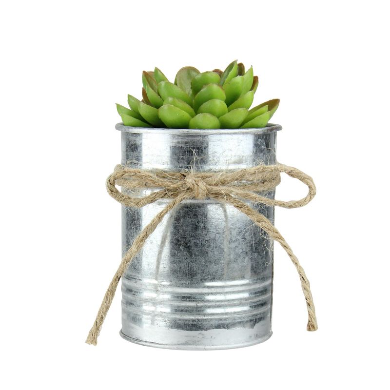 Northlight 7" Sprouting Rose Succulent Artificial Potted Plant - Green/Silver, 2 of 5