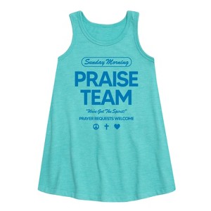 Girls' - Instant Message - Sunday Morning Praise Team Graphic Sleeveless Aline Dress - 1 of 3