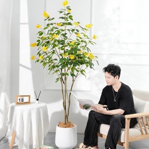 4.9ft (150cm) Artificial Blooming Tree with Pot, Realistic Faux Flowering Tree for Home, Office, Wedding, Party & Garden Decor - 1 of 4