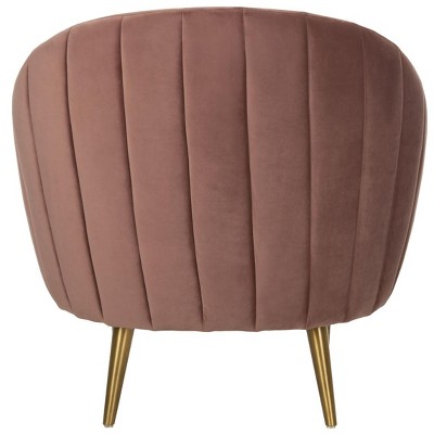Dusty Rose Velvet Barrel Armchair with Gold Legs