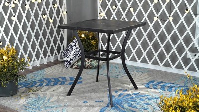 black patio umbrella with lights Solar Patio Umbrella w/ Light Bulbs Tilt 3-Tiered 11ft 8-Rib