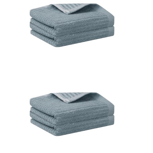 Unique Bargains Striped Pattern Highly Absorbent Quick drying Hand Towel For Bathroom Travel 4 Pcs Grey 13 X 29 Target