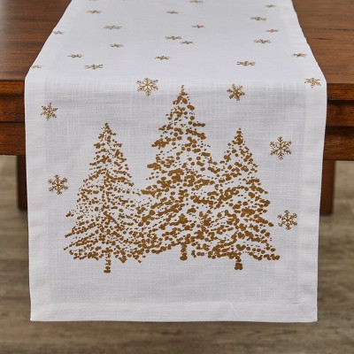 Split P Golden Christmas Table Runner - 72''L - White