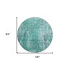 Teal Blue Green And Gray Abstract Washable Indoor Outdoor Area Rug - 3 of 4