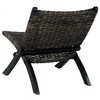 vidaXL Relaxing Chair Black Natural Kubu Rattan and Solid Mahogany Wood - 4 of 4