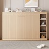 Wooden Murphy Bed With Bookshelf,Wall Bed With 3 Storage Racks,Wall Bed Murphy Bed -Maison Boucle - 2 of 4