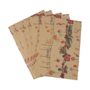 Unique Bargains Gift Wrap Paper Christmas Yellow Kraft 27.56"x19.69" 5Pcs - 1 of 4