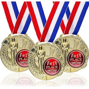 Juvale 6 Pack Bulk 1st Place Gold Award Winner Medals with Ribbons, 2.6 Inch Diameter - 1 of 4